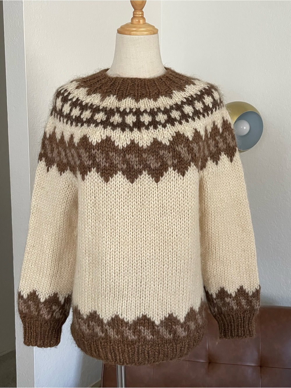 Vintage Hilda Ltd Fisherman Coastal Boho Icelandic Wool Fair Isle Sweater